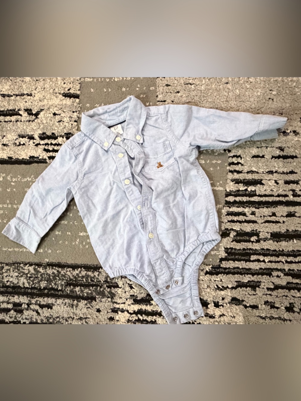 GAP Light Blue Baby Boys Button-Front Denim Bodysuit